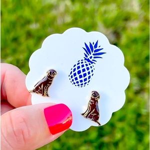 Chocolate lab enamel earrings new